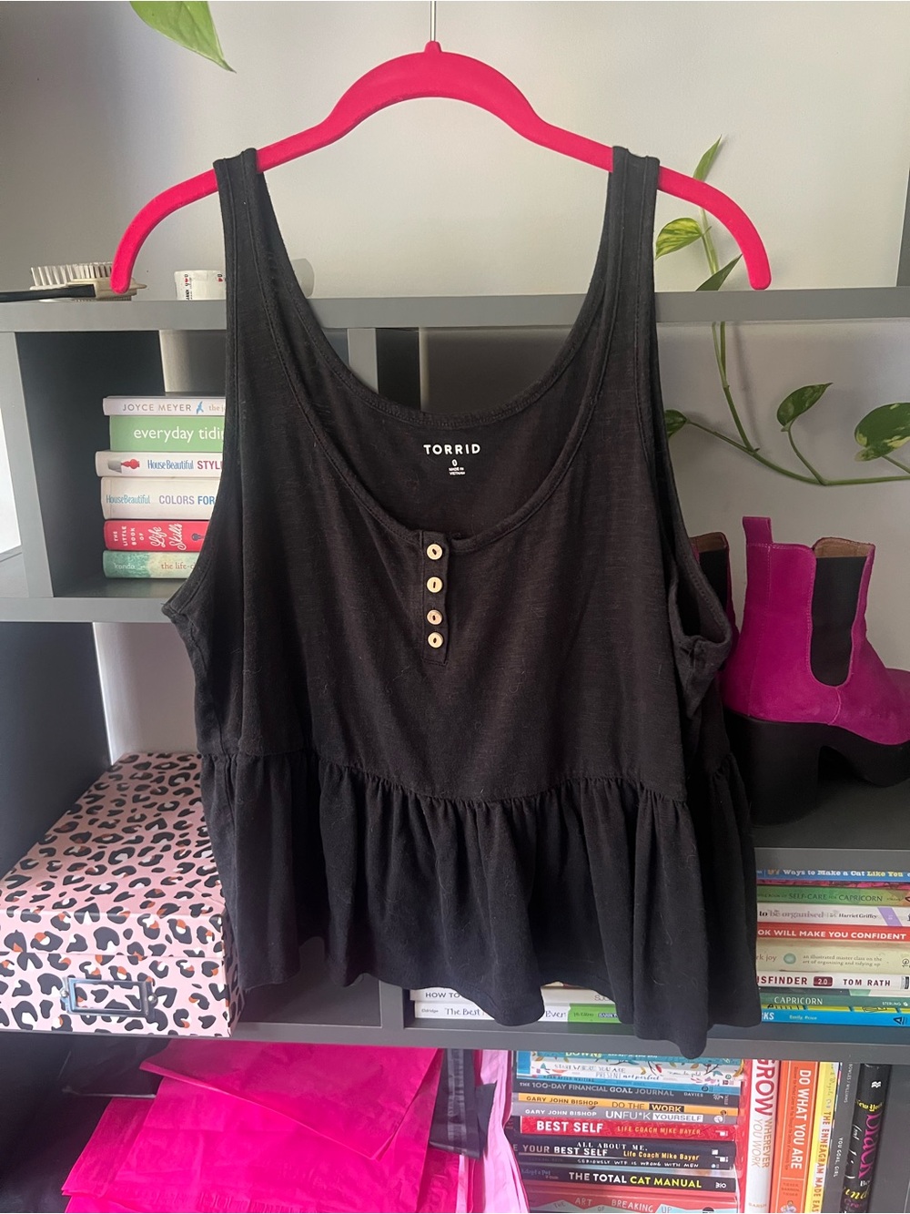 torrid Black Babydoll Tank with Front Buttons